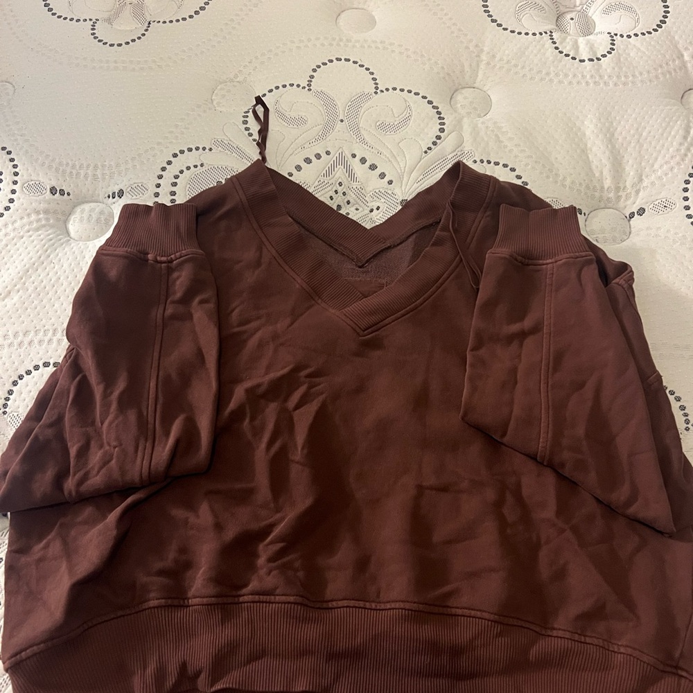 Aerie Brown V-Neck Sweatshirt